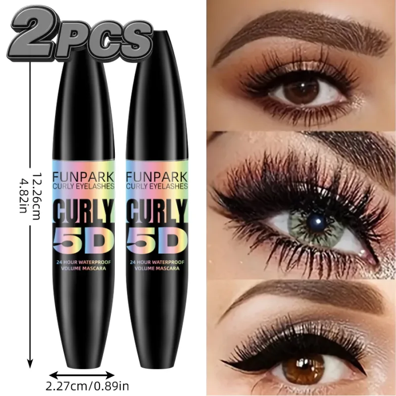 2ks 5D Eye Black Voděodolná řasenka prodlužující řasy Prodlužující řasenka Silk Fiber Dlouhotrvající oční make-up pro ženy Kosmetická korejská krása