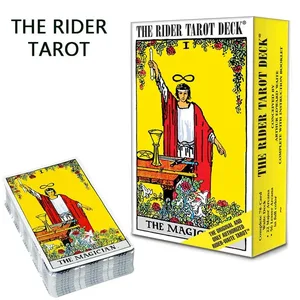 Dek Tarot Rider-Waite Sahih dengan Buku Kecil Bahasa Inggeris/Sepanyol untuk Pemula Dan Pembacaan Kad Pakar