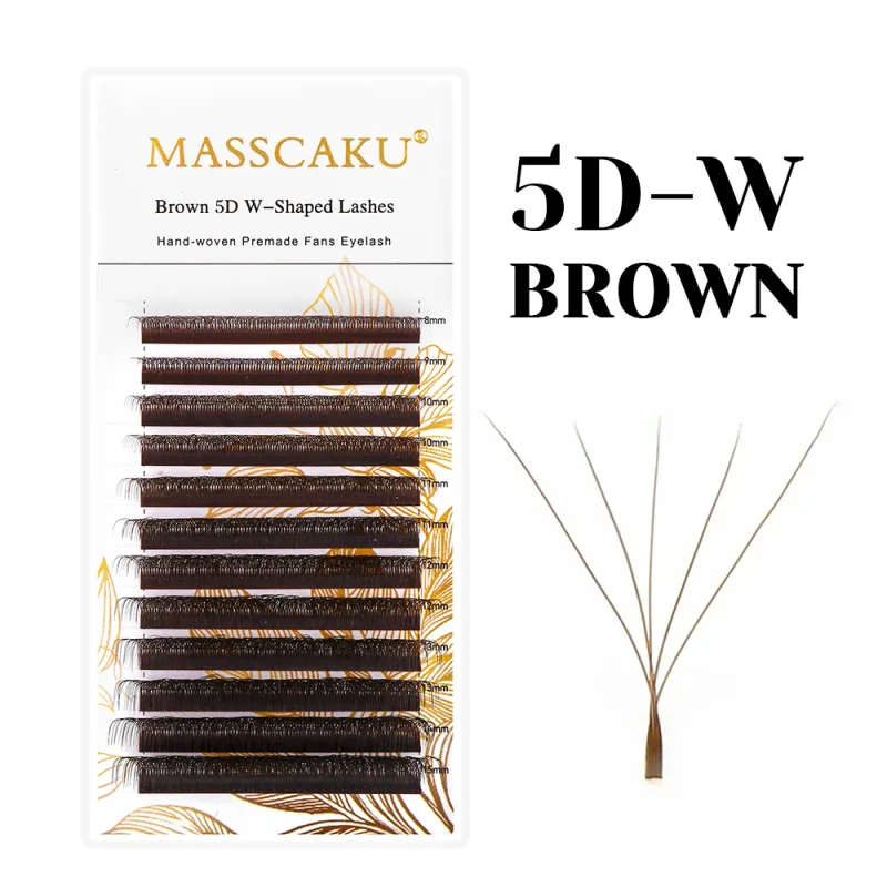 Brown 3D/4D/5D W-Shaped Eyelash Extensions 8-15mm Mix Length Hand-woven Premade Volume Fans Eye Lashes Makeup Products