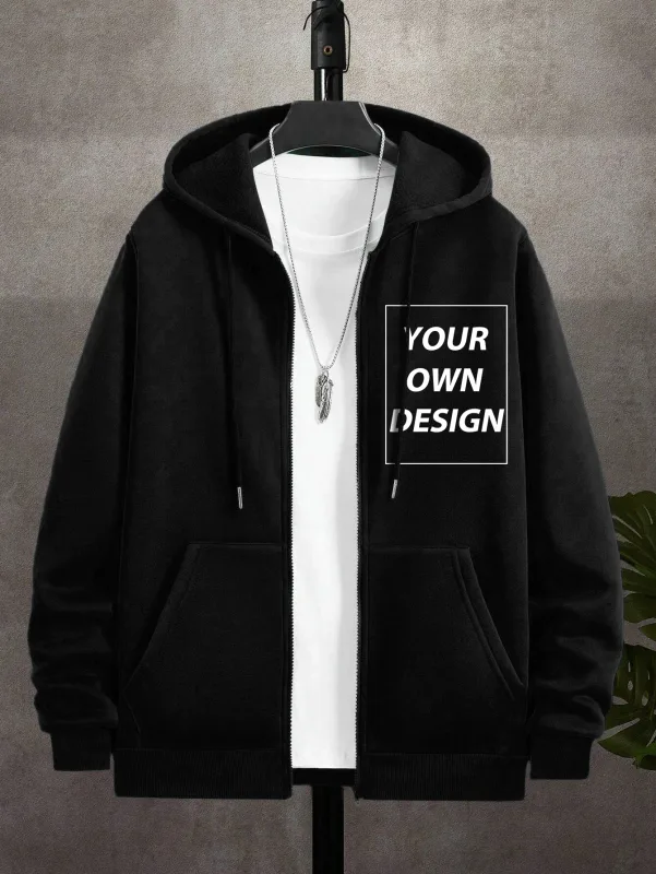 M-3XL ผู้ชายส่วนบุคคลที่กำหนดเอง DIY พิมพ์แฟชั่นสบายๆ Zip-Up H oodies หลวมเยาวชนเสื้อพื้นฐานวิทยาเขตกีฬาถนนพ็อกเก็ตด้านบน