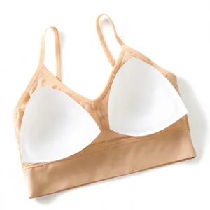 Sexy geripptes BH-Tanga-Set für Damen, modisch, rückenfrei, Dessous, französischer, kabelloser Triangel-Cup, bequeme, atmungsaktive Unterwäsche