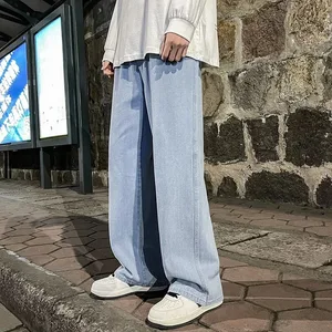 2026 herrejeans koreansk versjon Student uformelle bukser High Street rett løst jeans med brede ben Svart Grå Blå Baggy Jeans