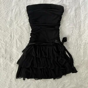 Y2K – robe en dentelle pour femmes, jolie couleur unie, rétro, streetwear, esthétique, Harajuku, nœud doux, nouvelle mode décontractée, sans bretelles, été